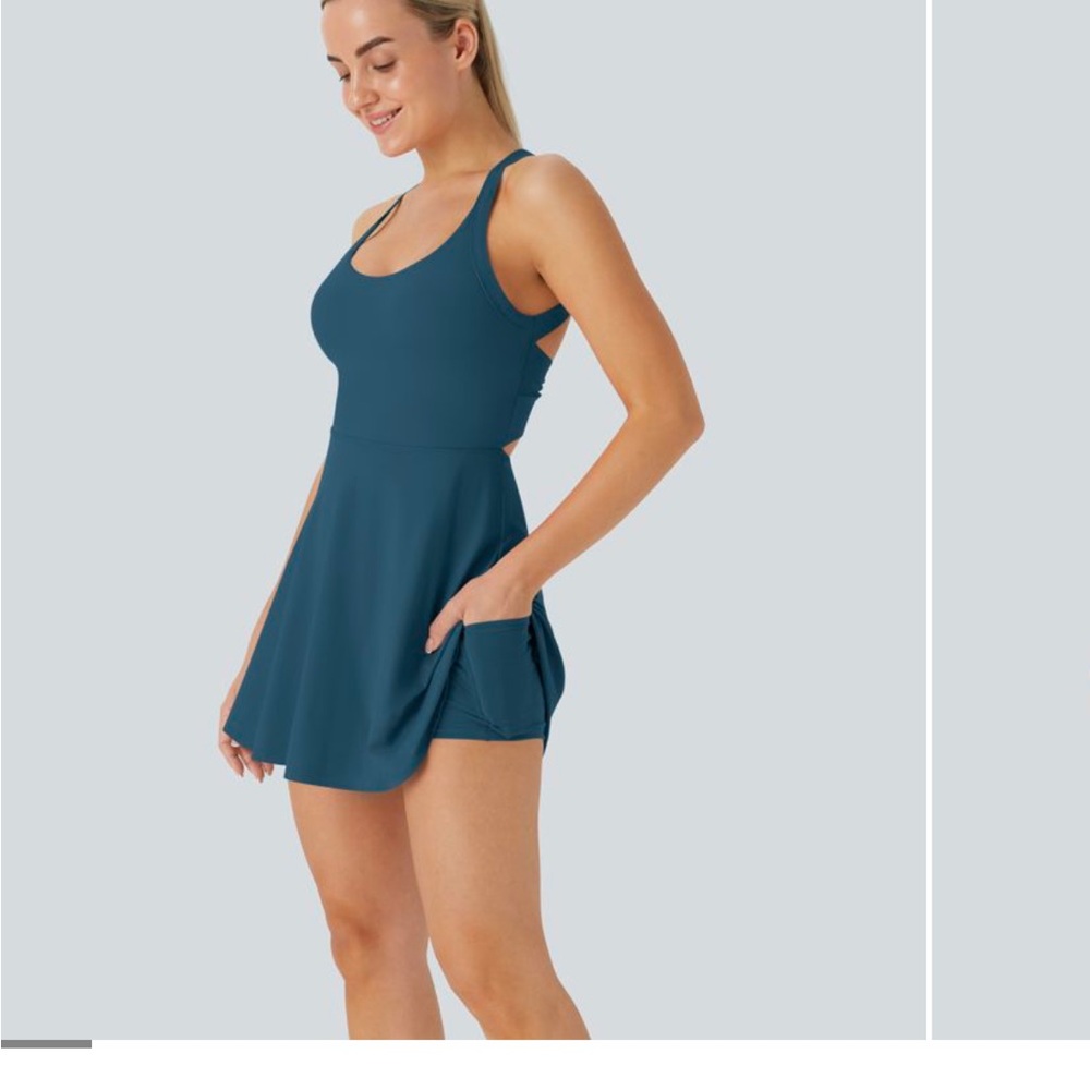Halara Airy Twist-back Easy Peezy Backless Mini Yoga Active Dress with Pockets